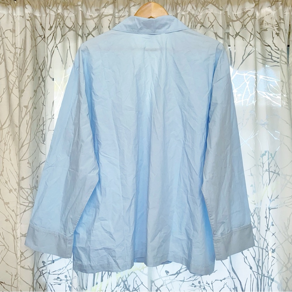 SKIMS GLACIER LIGHT BLUE COTTON POPLIN BUTTON UP LONG SLEEVE SLEEP TOP - Picture 5 of 9
